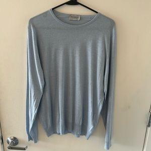 John Smedley Cotton and Wool Light Blue Sweater